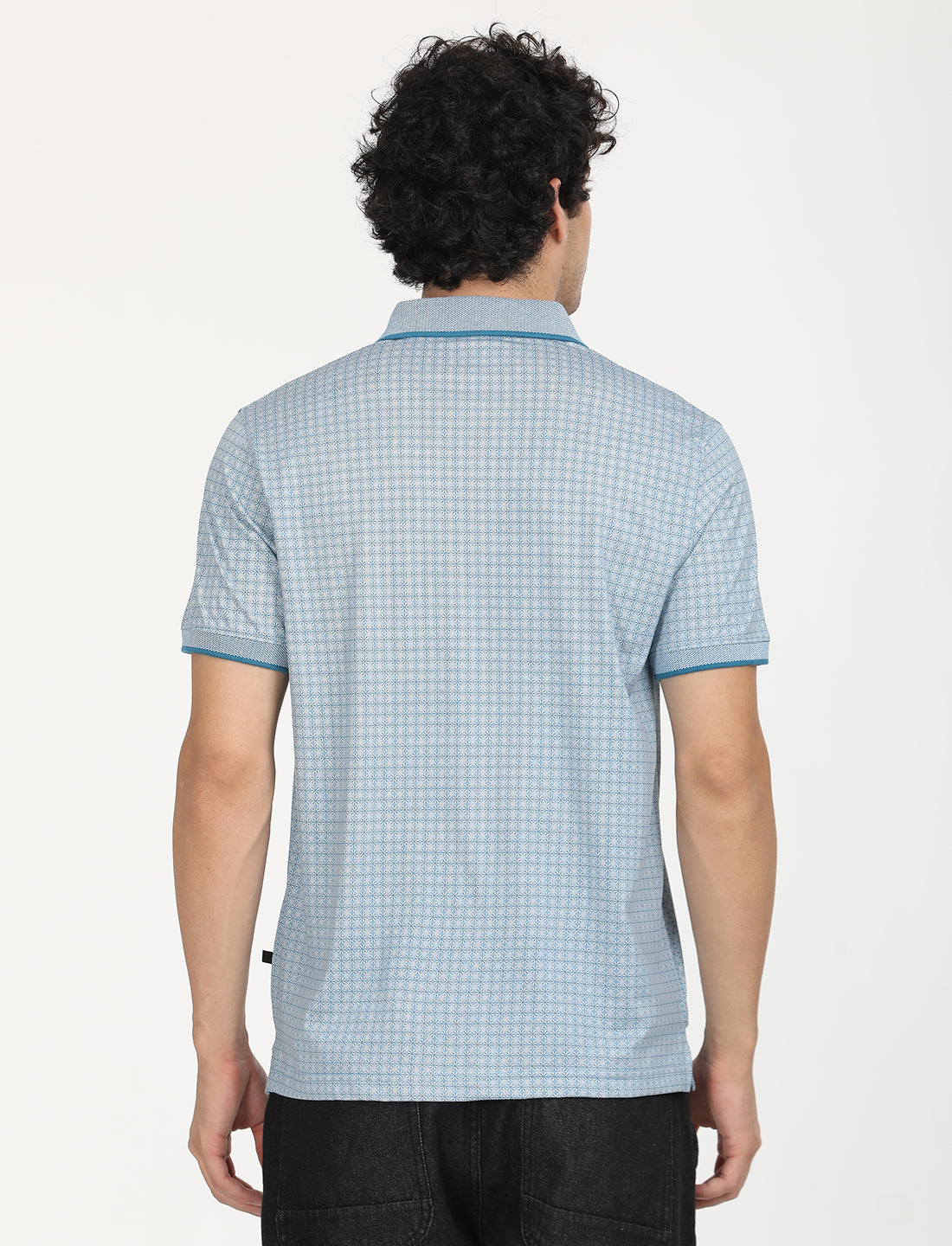 Blue Printed Polo T-shirt