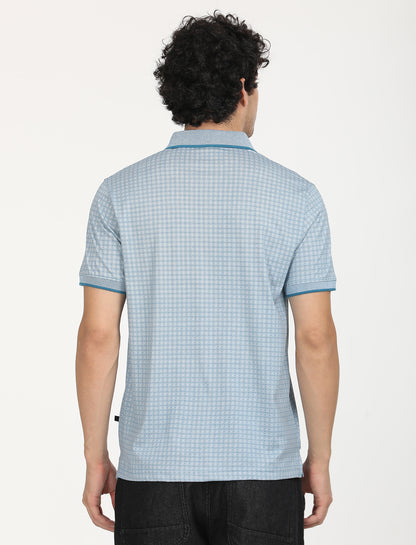 Blue Printed Polo T-shirt