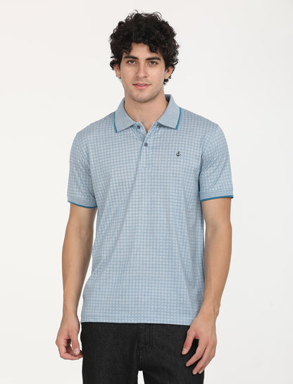 Blue Printed Polo T-shirt