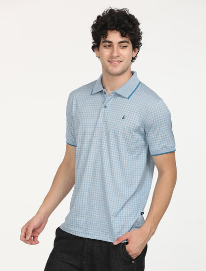 Blue Printed Polo T-shirt