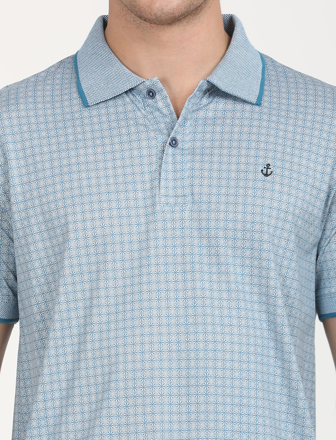 Blue Printed Polo T-shirt