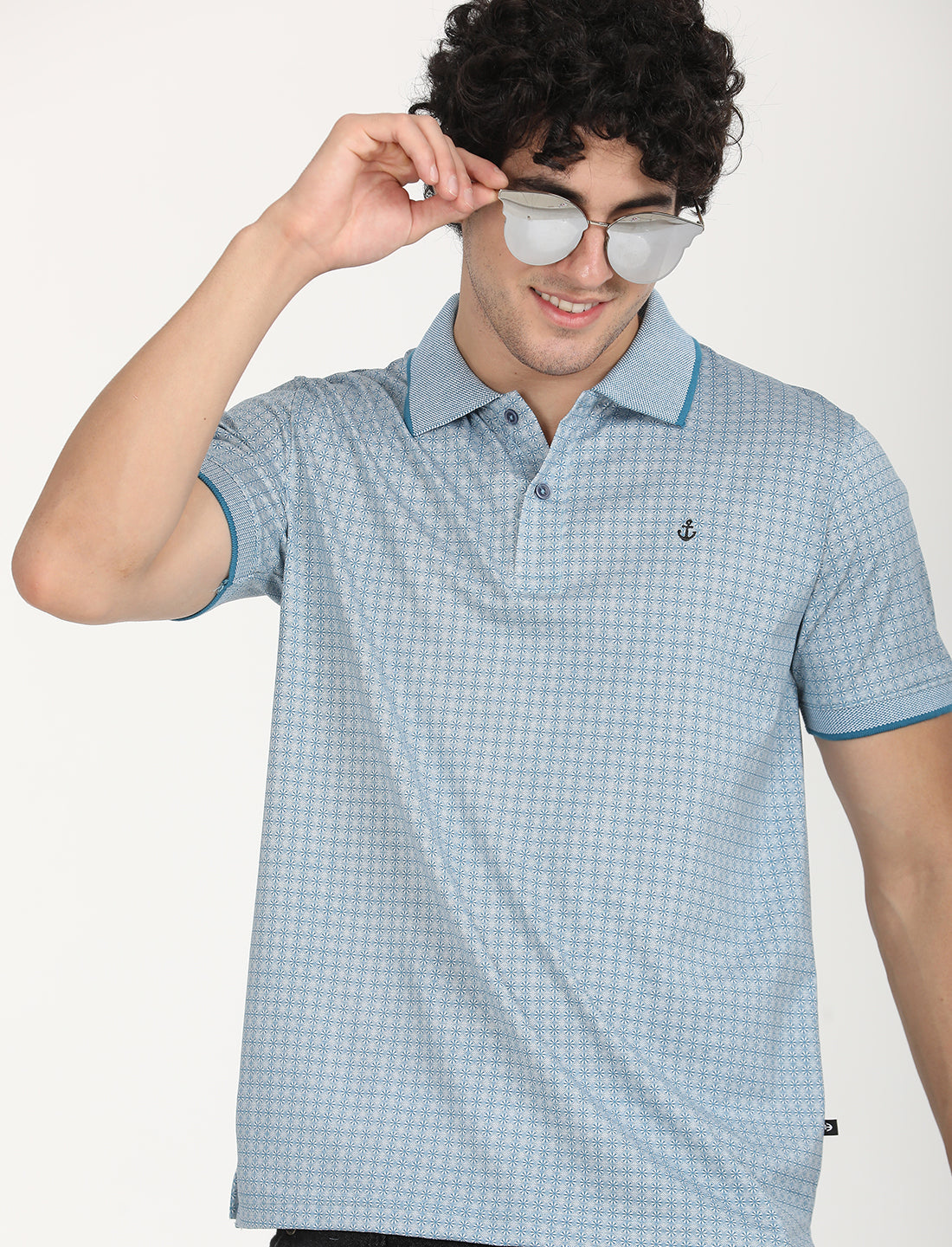 Blue Printed Polo T-shirt