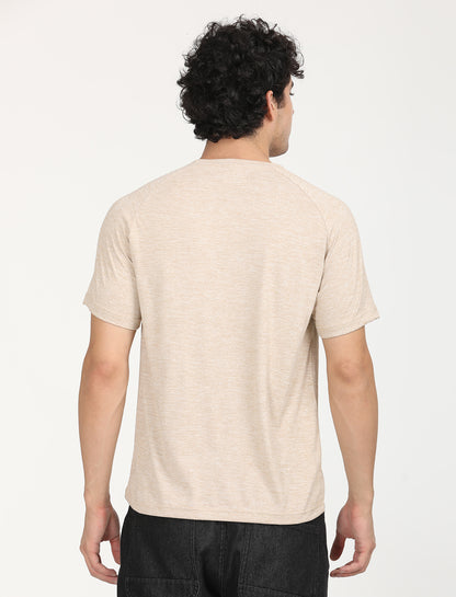 Beige Active Wear Crew Neck T-shirt