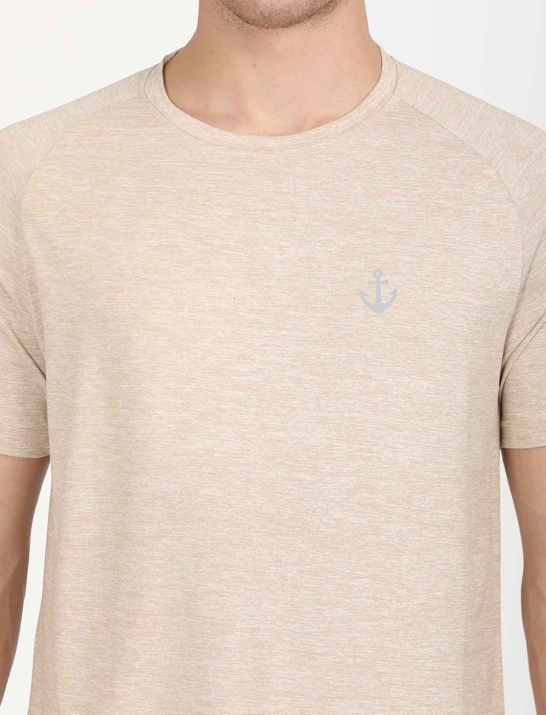 Beige Active Wear Crew Neck T-shirt