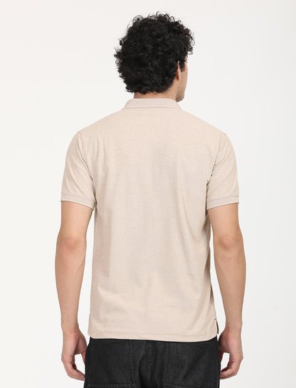 Beige Plain Active Wear T-Shirt