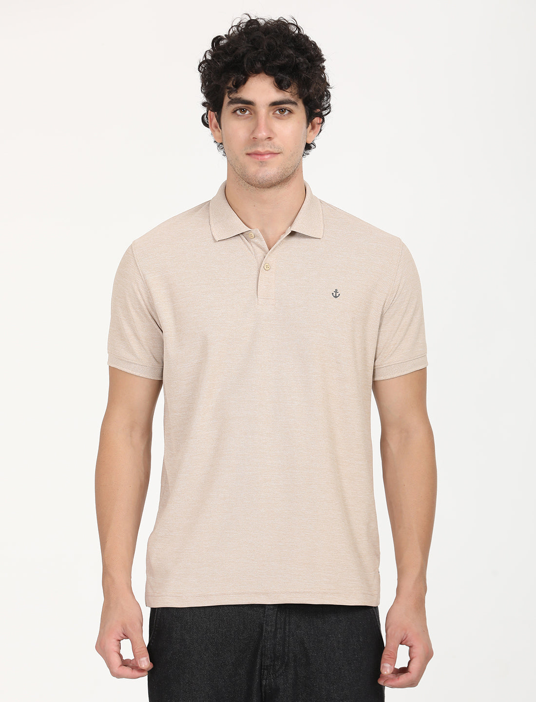 Beige Plain Active Wear T-Shirt