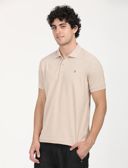 Beige Plain Active Wear T-Shirt