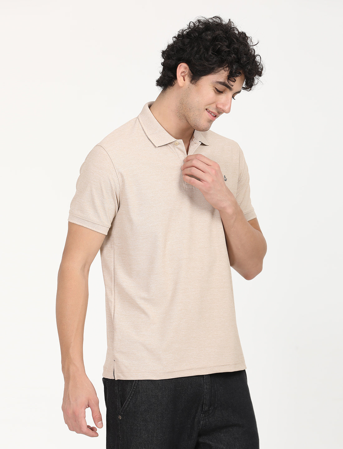 Beige Plain Active Wear T-Shirt