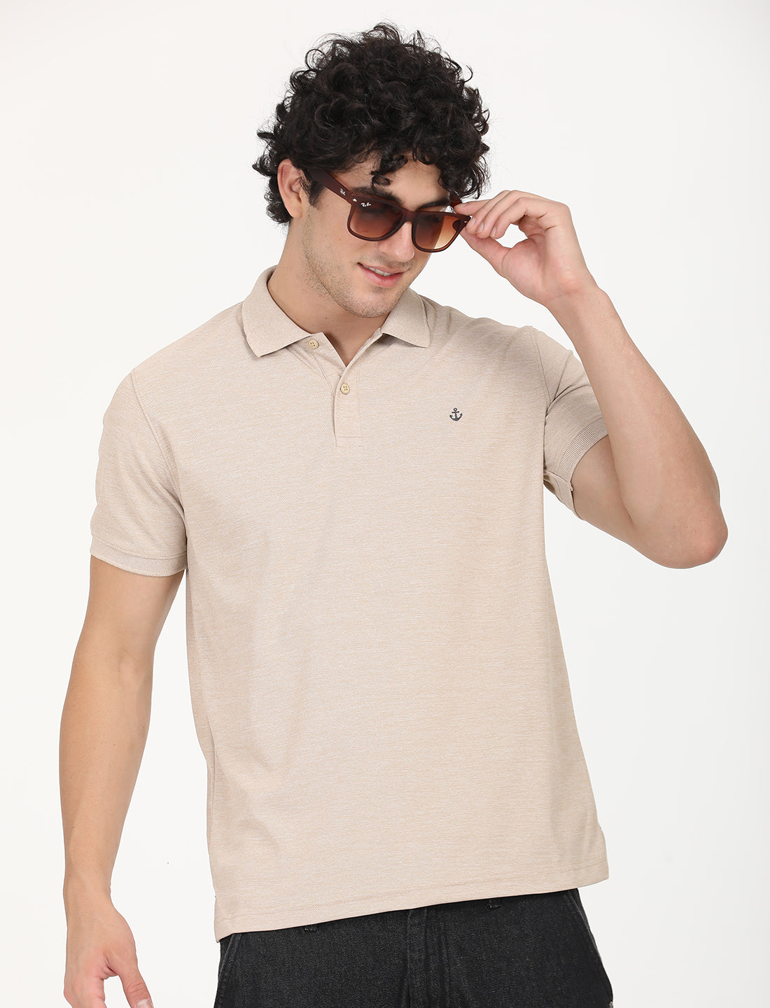 Beige Plain Active Wear T-Shirt