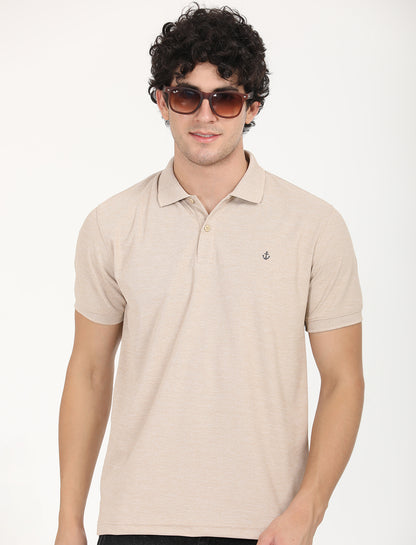 Beige Plain Active Wear T-Shirt