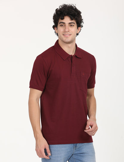 Meroon Plain Polo T-Shirt