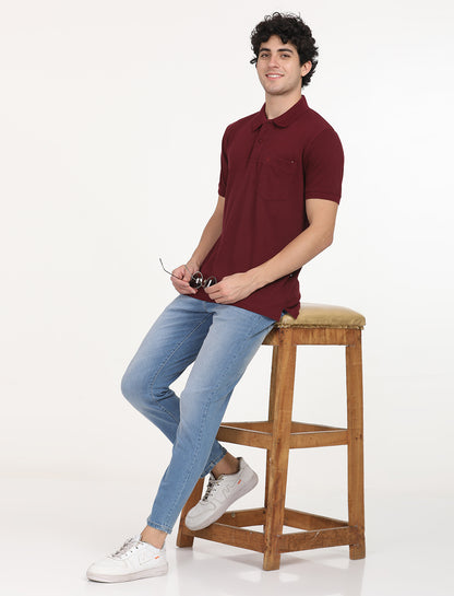 Meroon Plain Polo T-Shirt