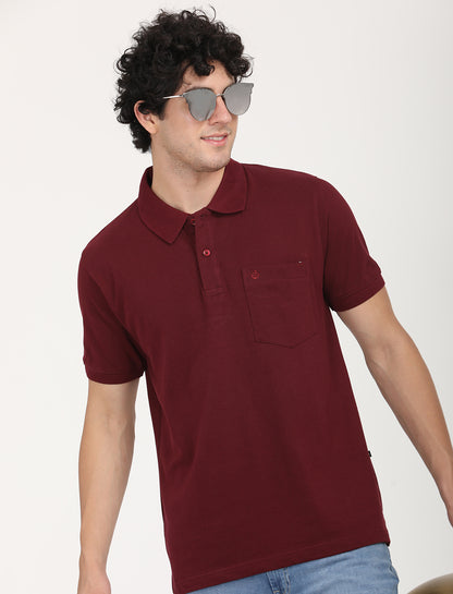 Meroon Plain Polo T-Shirt