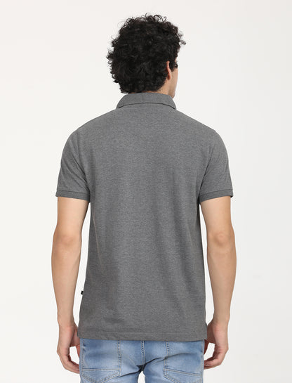 Dark Grey Plain  Polo Active Wear T-shirts