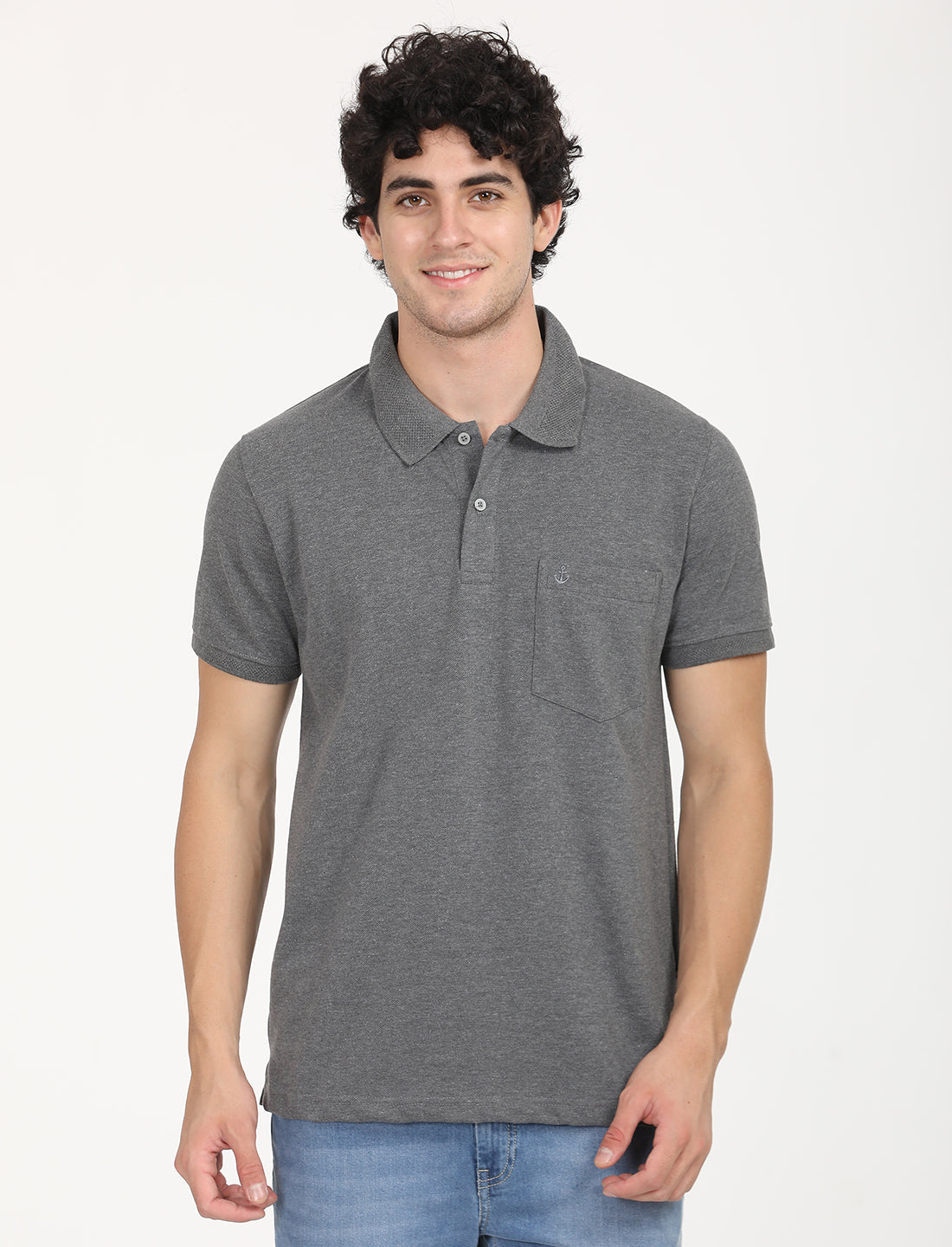 Dark Grey Plain  Polo Active Wear T-shirts