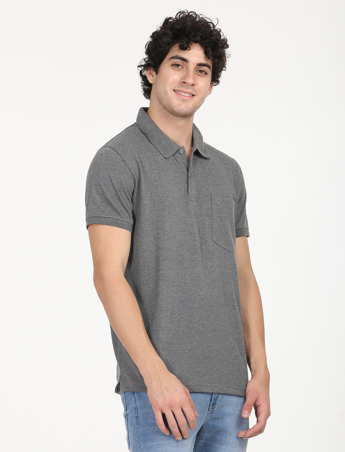 Dark Grey Plain  Polo Active Wear T-shirts