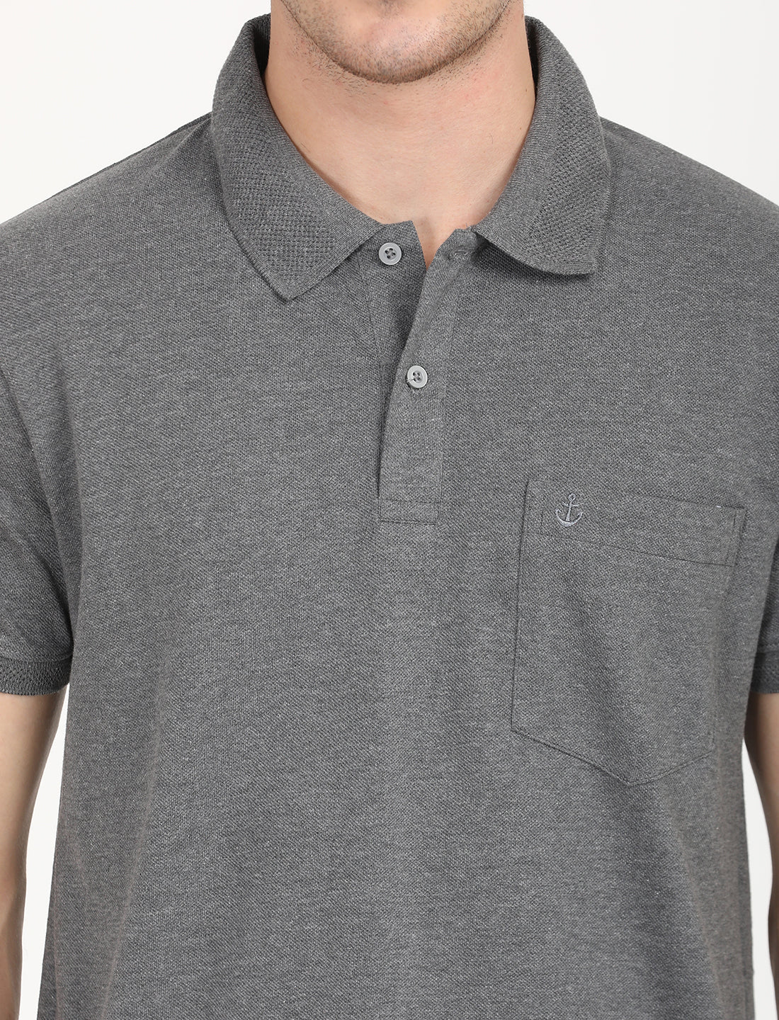 Dark Grey Plain  Polo Active Wear T-shirts