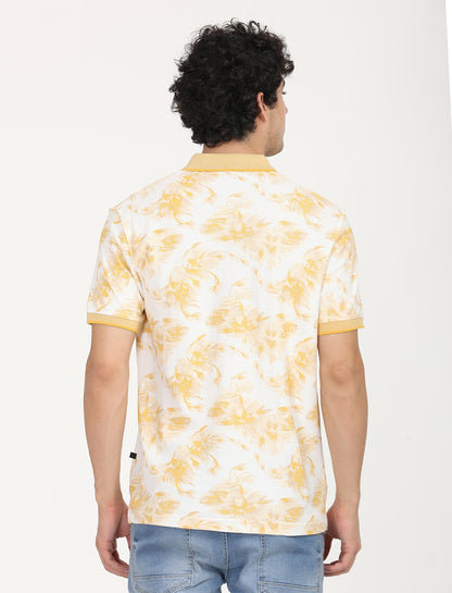 Yellow Printed Polo T-shirt