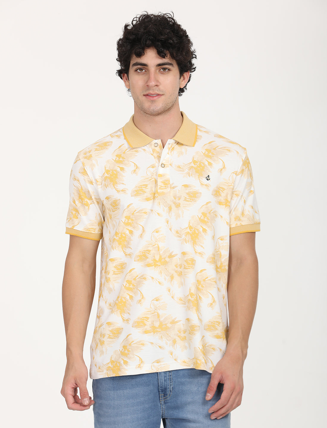 Yellow Printed Polo T-shirt