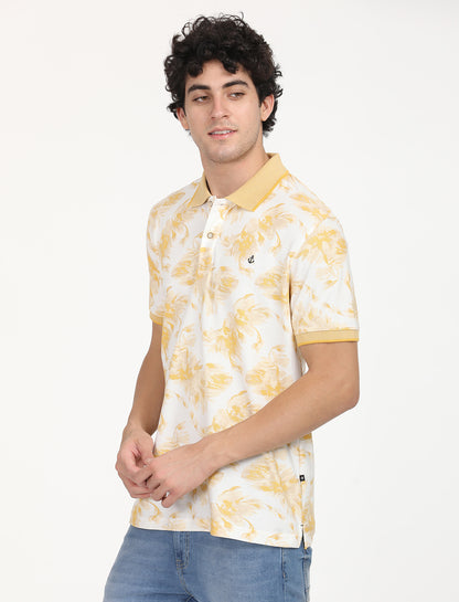 Yellow Printed Polo T-shirt