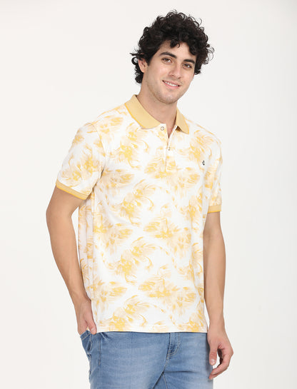 Yellow Printed Polo T-shirt