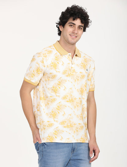 Yellow Printed Polo T-shirt