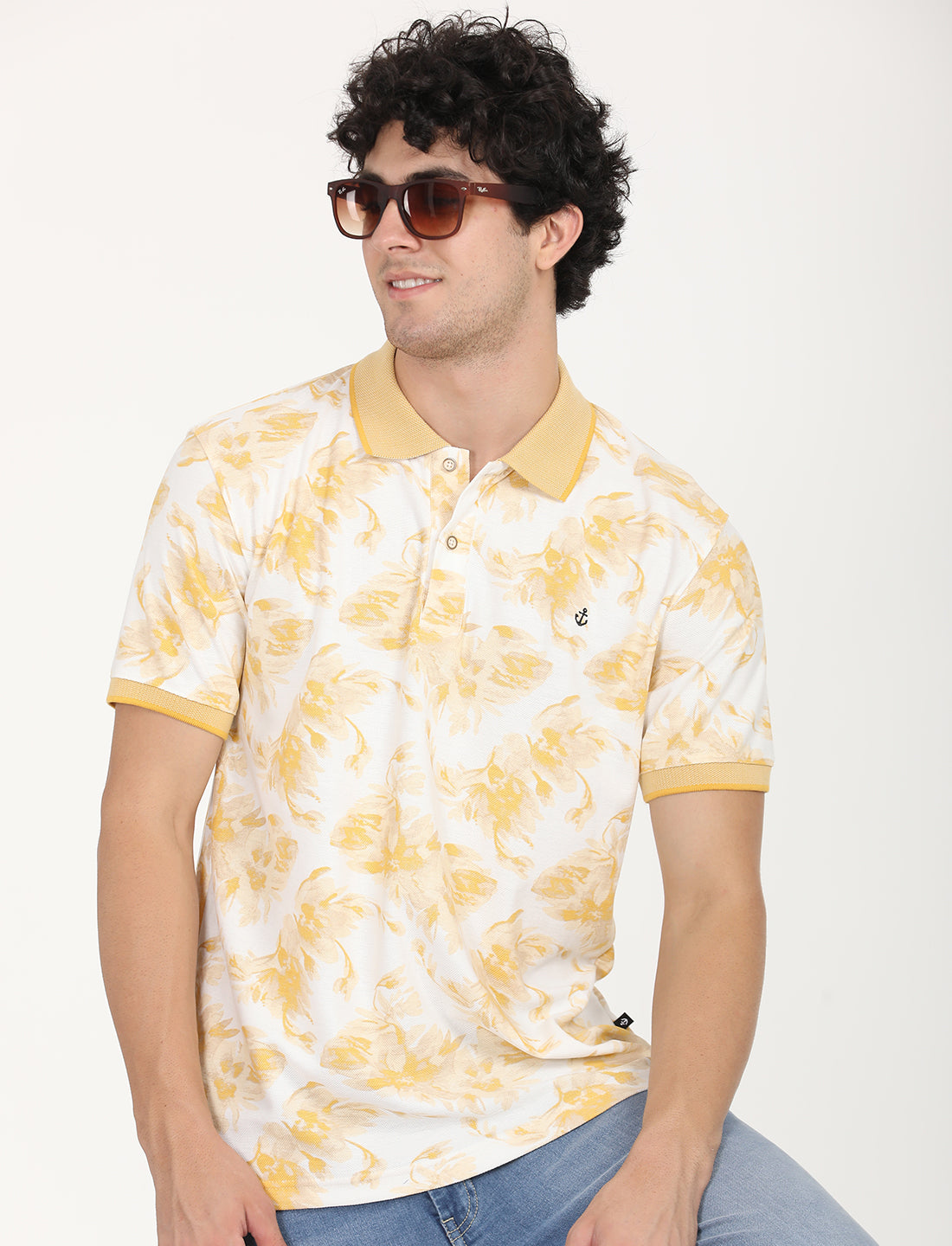 Yellow Printed Polo T-shirt