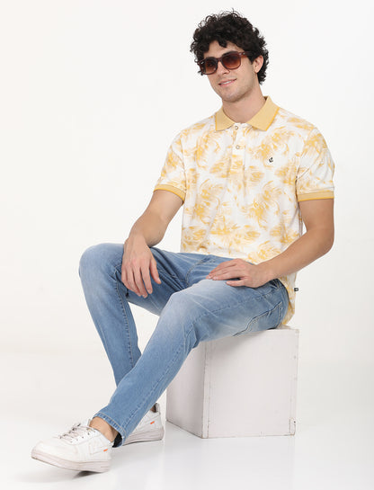 Yellow Printed Polo T-shirt