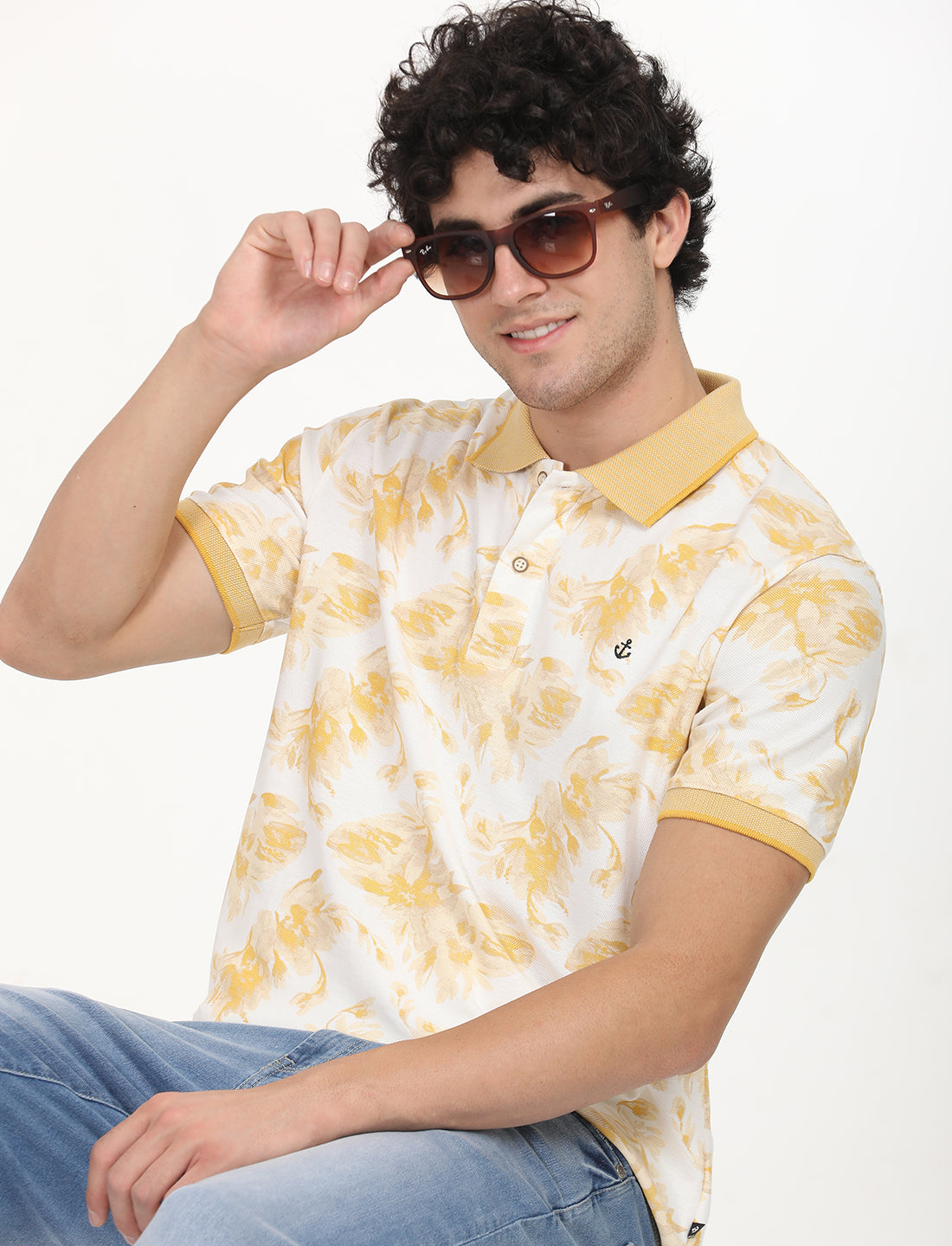 Yellow Printed Polo T-shirt