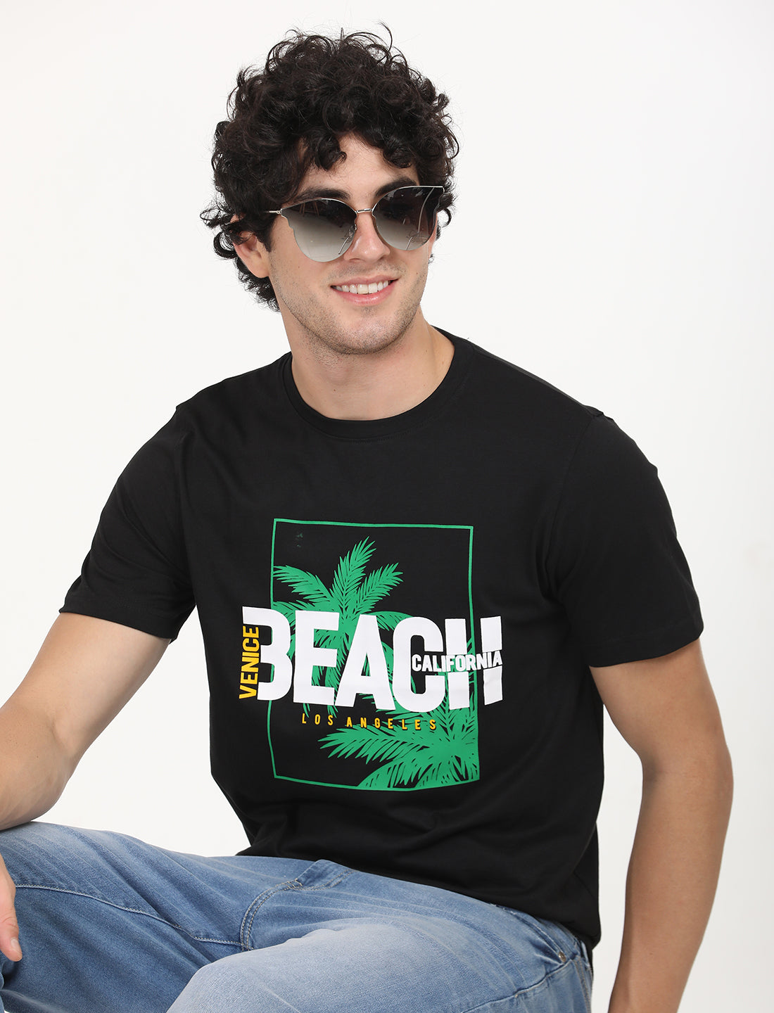 Graphical California Black Crew Neck T-shirt