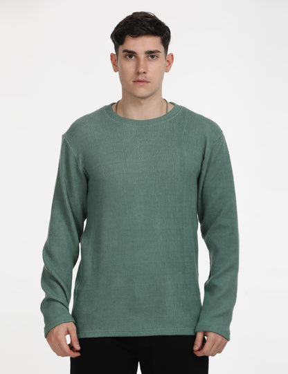 Imported Green Full Sleeve Crew Neck T-Shirt