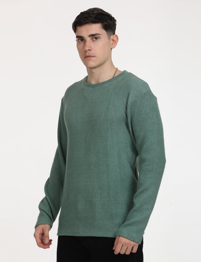 Imported Green Full Sleeve Crew Neck T-Shirt