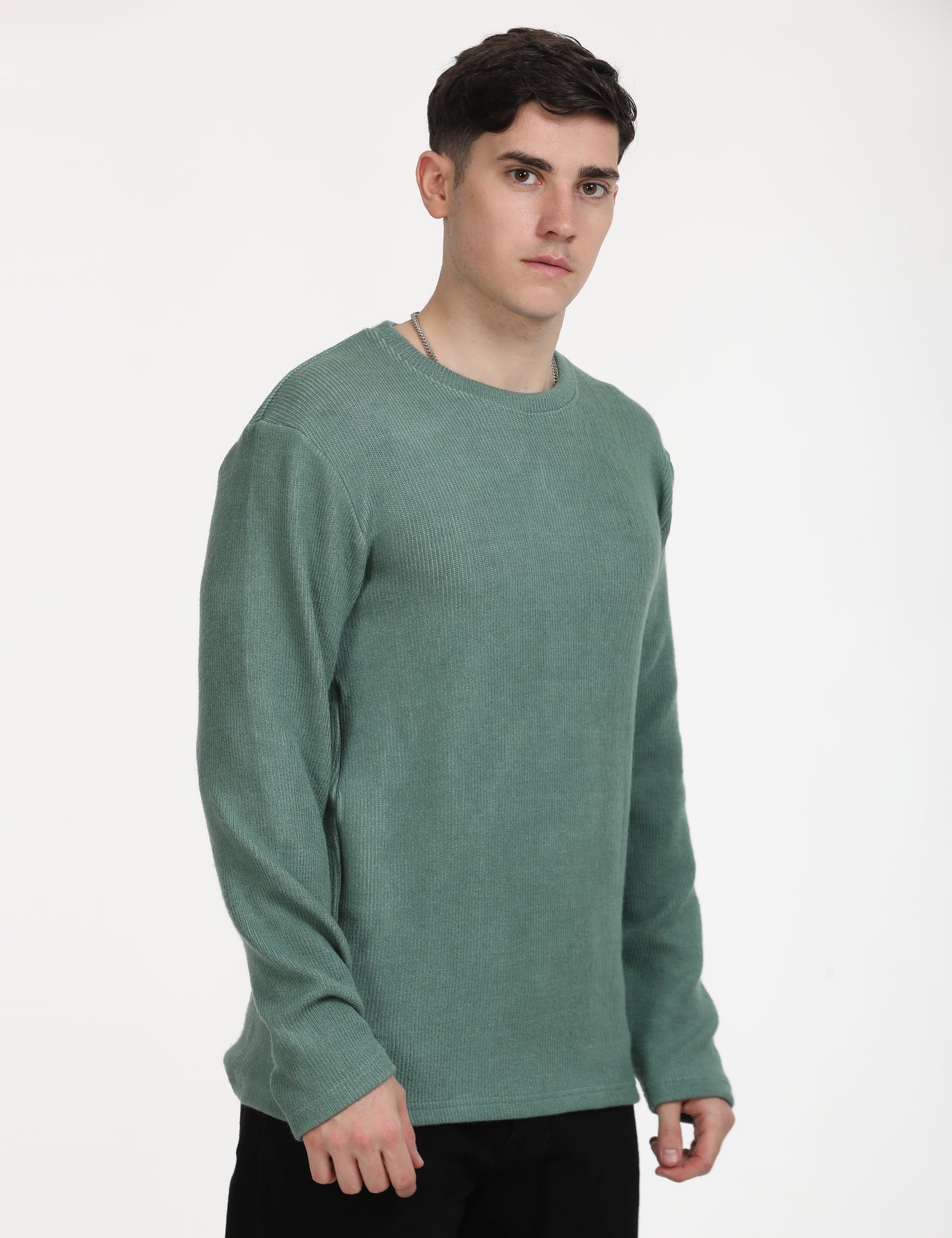 Imported Green Full Sleeve Crew Neck T-Shirt