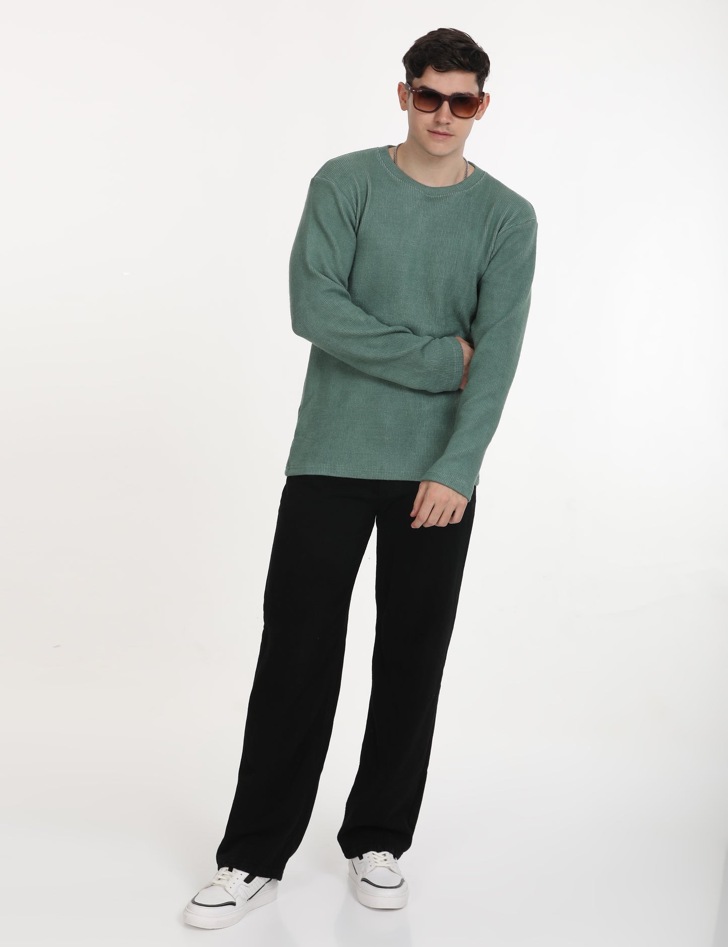 Imported Green Full Sleeve Crew Neck T-Shirt