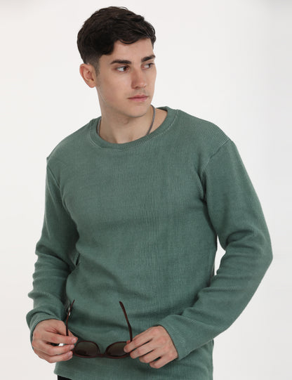 Imported Green Full Sleeve Crew Neck T-Shirt