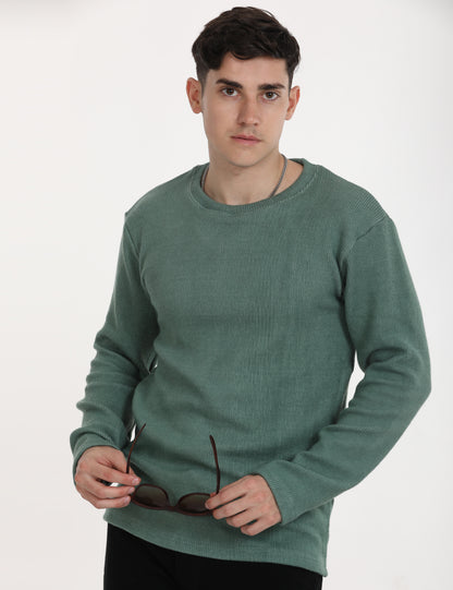 Imported Green Full Sleeve Crew Neck T-Shirt