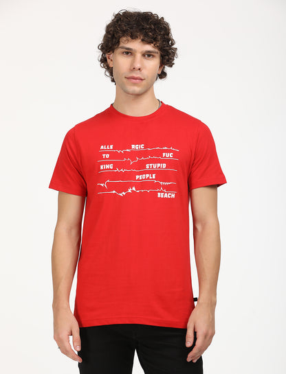 Printed Red Crew Neck T-shirt