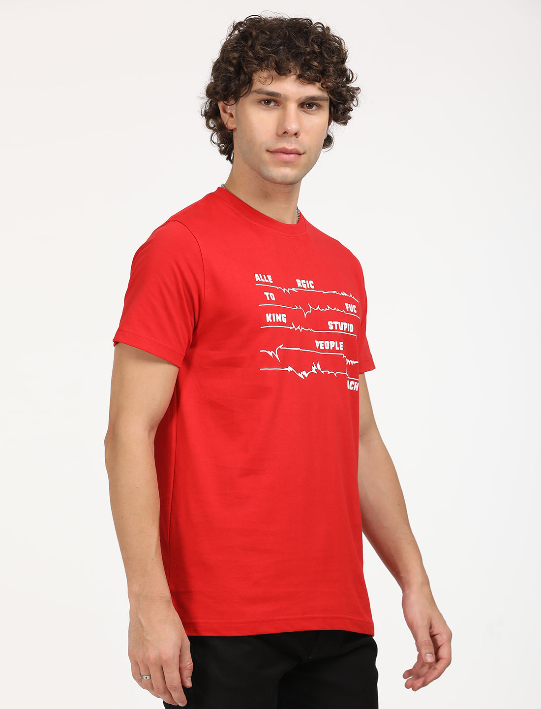 Printed Red Crew Neck T-shirt