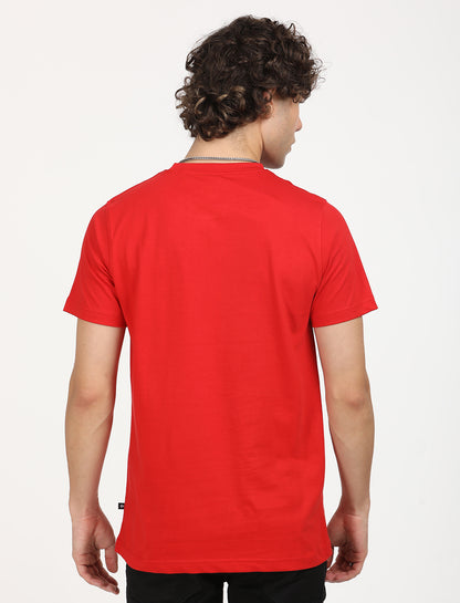 Printed Red Crew Neck T-shirt