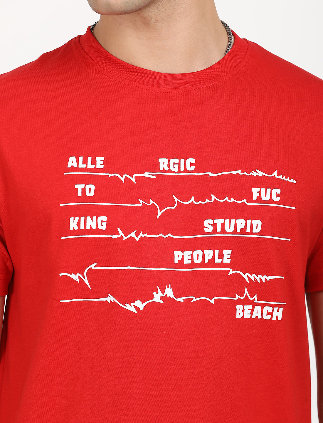 Printed Red Crew Neck T-shirt