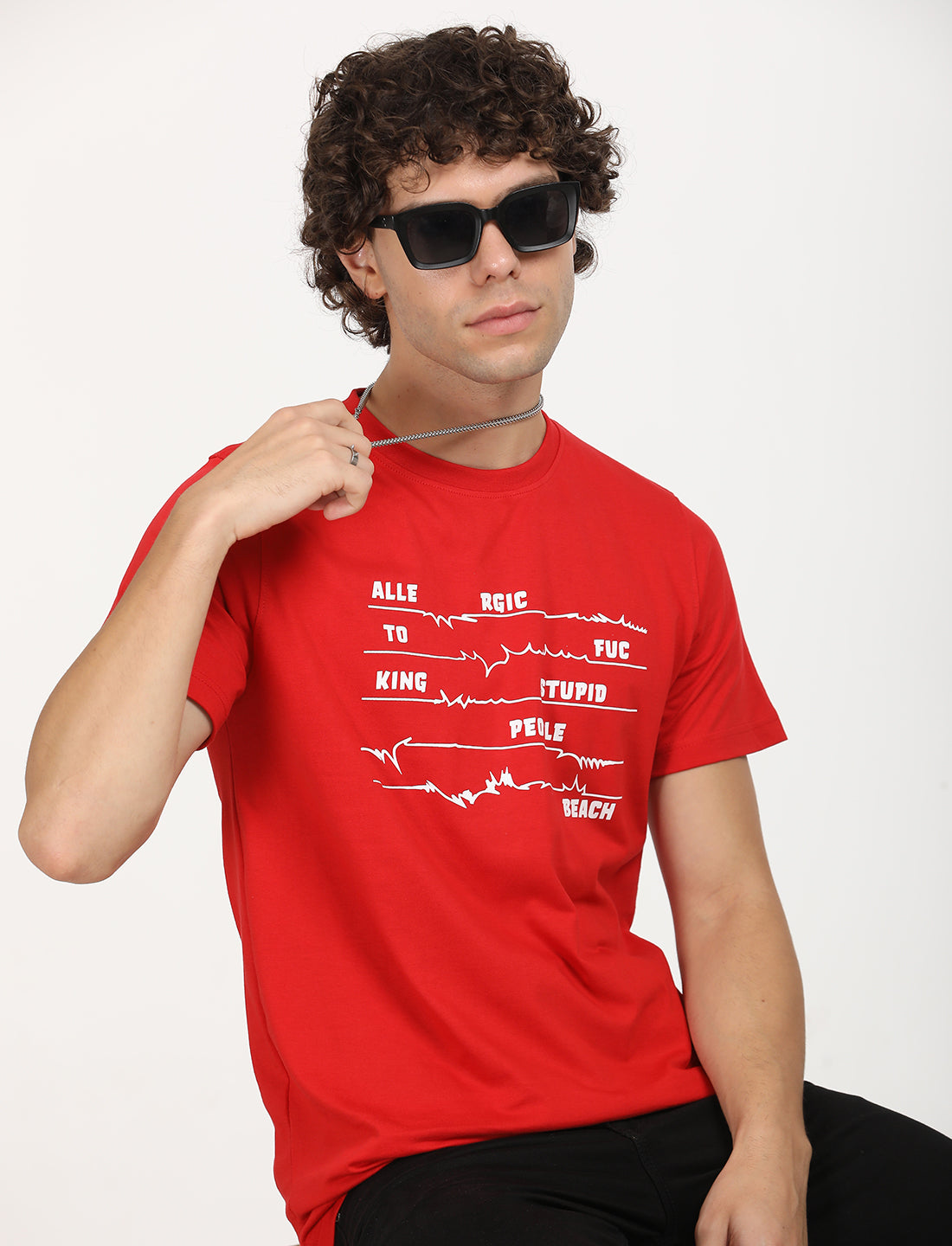 Printed Red Crew Neck T-shirt