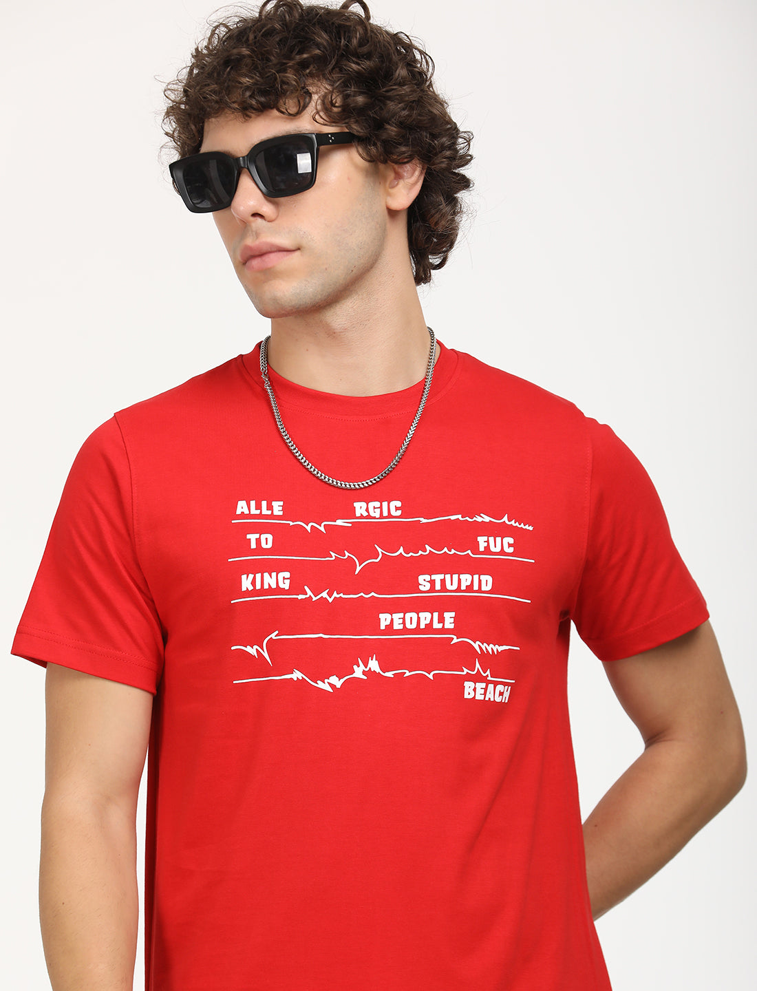 Printed Red Crew Neck T-shirt