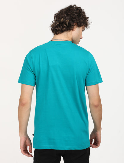 Printed Persian Green Crew Neck T-shirt