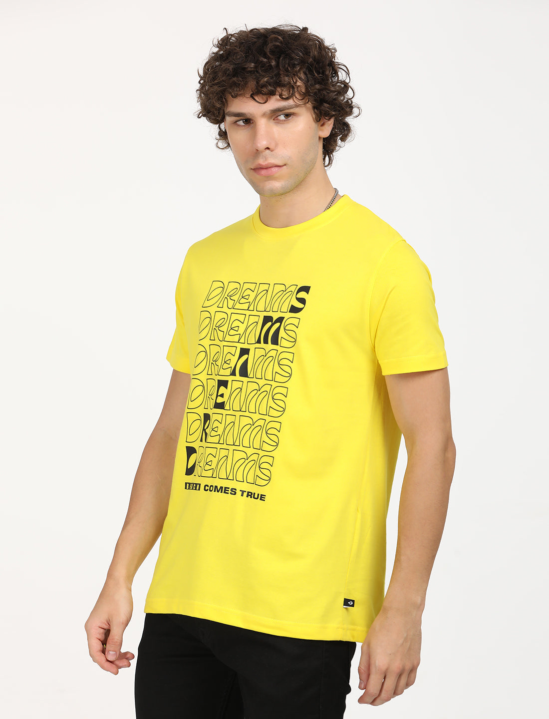 Graphical Dreams Yellow Crew Neck T-shirt