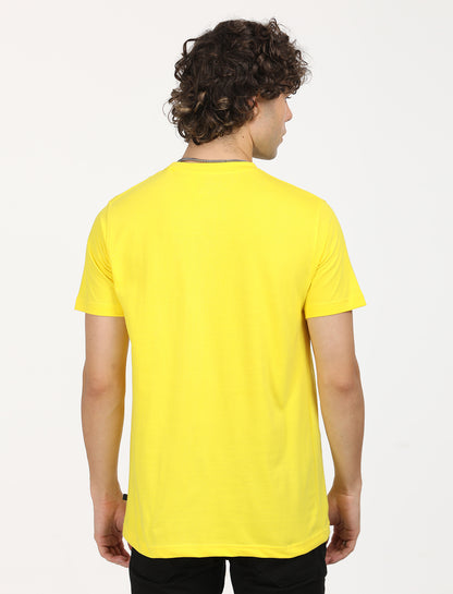 Graphical Dreams Yellow Crew Neck T-shirt