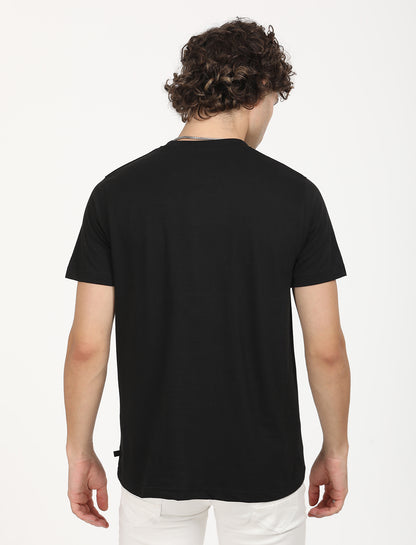 Graphical No Space Black Crew Neck T-shirt