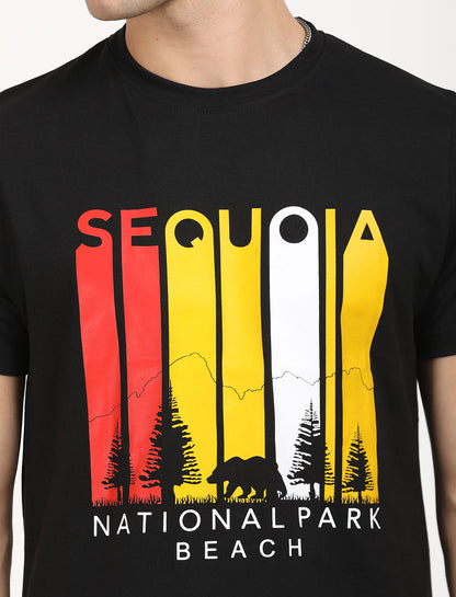 Graphical National Park Black Crew Neck T-shirt