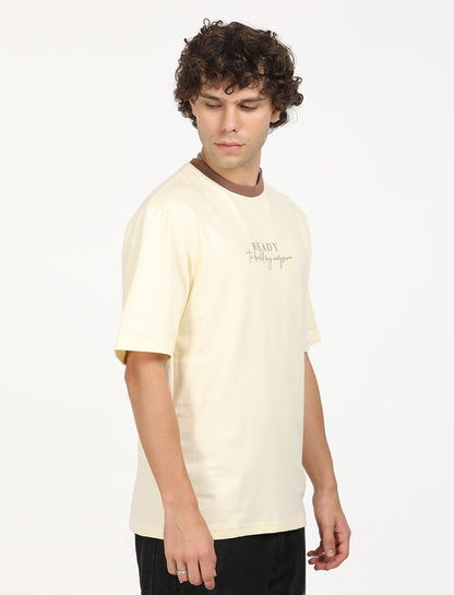 Over Sized Cream Crew Neck T-shirt