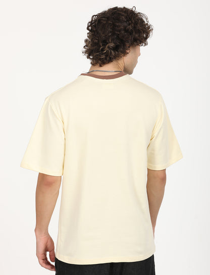 Over Sized Cream Crew Neck T-shirt