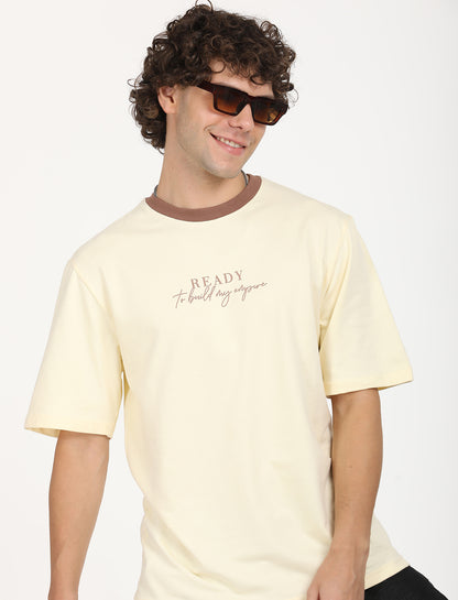 Over Sized Cream Crew Neck T-shirt